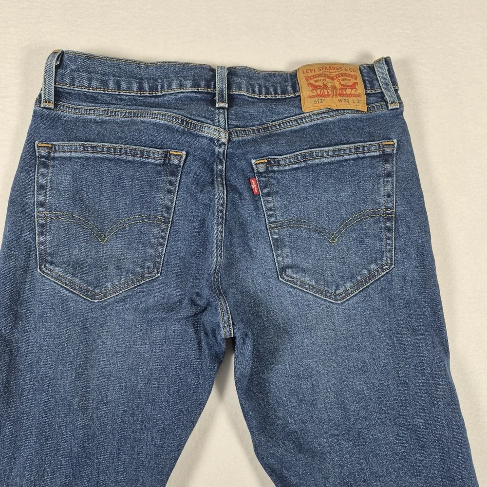 Levi's 512 Blue Jeans Men's Size 32x32 Slim Taper Mid-Wash Stretch Denim Casual